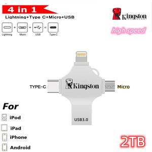 2TB Usb3.0 Flash Drive 4 in 1 Metal Otg Micro an type-c Pendrive four Slot U Disk for iP/ho/ne  Android pc External Storage Devices