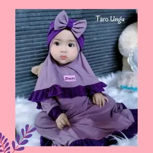 Gamis Rempel Marwah Syar'i / Gamis Anak Perempuan + Turban / Bandana Pita