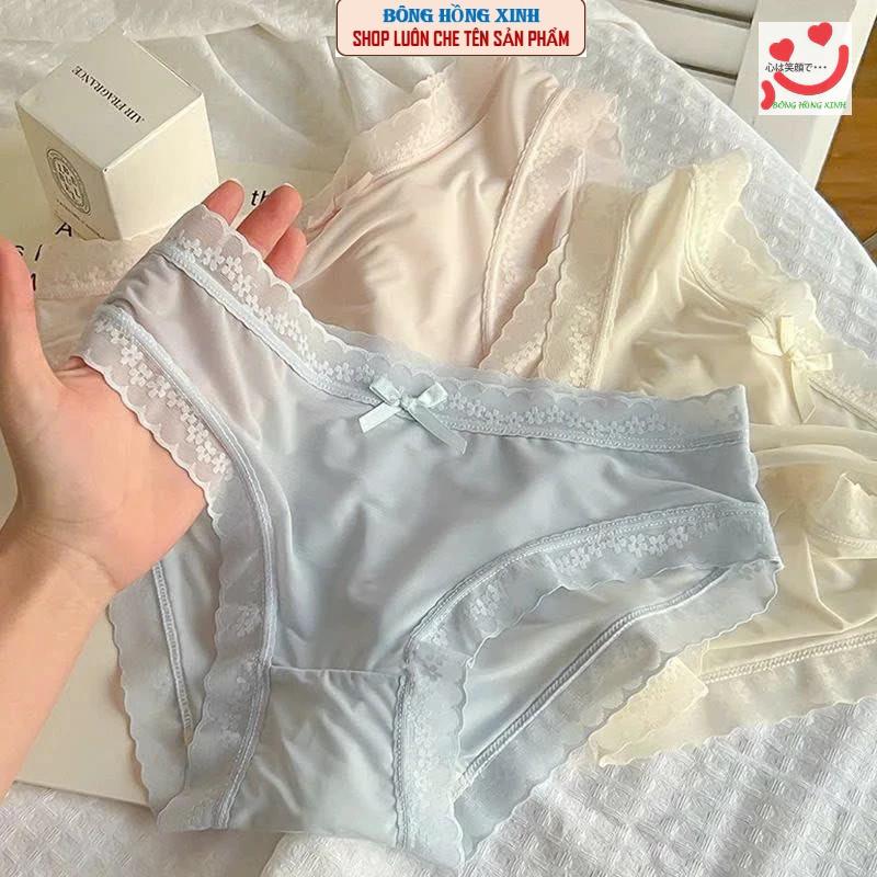 Sét 5-10 quần lót su lụa phối ren hoa nhí mỏng Quần Chíp Nữ