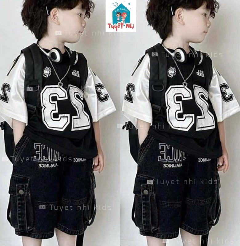 [Tuyết Nhi Kids] - Bộ Quần áo cộc tay, quần jean và áo phông phong cách cho bé trai 8-26kg, bộ số 23 mềm mại và thoải mái cho bé