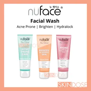 Nuface Nu Glow Facial Wash Gel Brighten & Supple Skin, Hydra Lock & Youthful, Acne Prone Care Sabun Muka