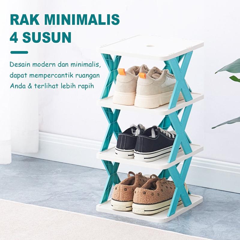 Rak Sepatu Plastik Minimalis X4 X5 X6 X7 Susun Tempat Sepatu Sandal Serbaguna 2