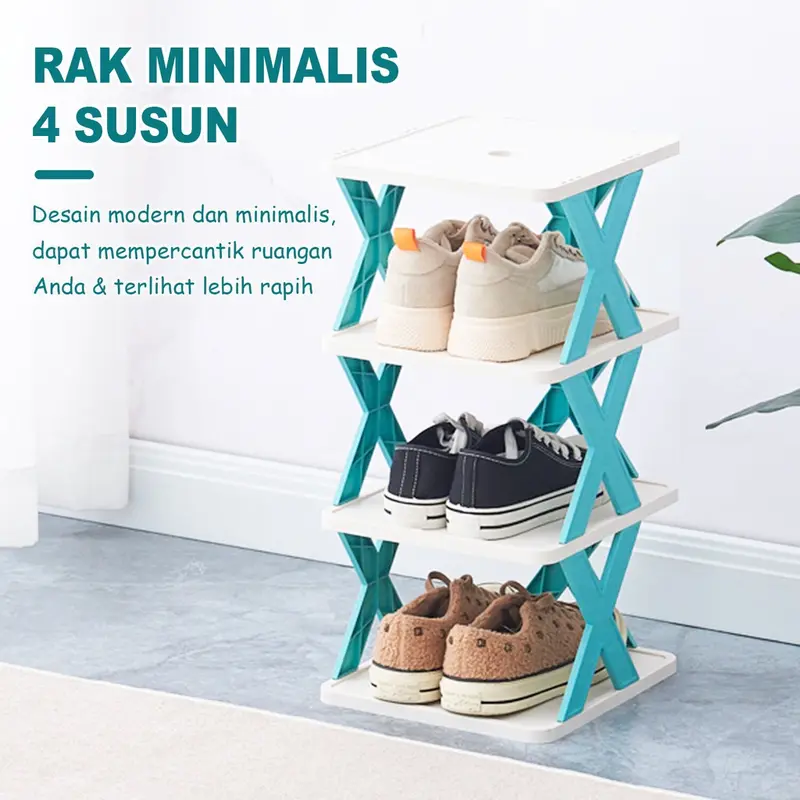 Rak Sepatu Plastik Minimalis X4 X5 X6 X7 Susun Tempat Sepatu Sandal Serbaguna 2
