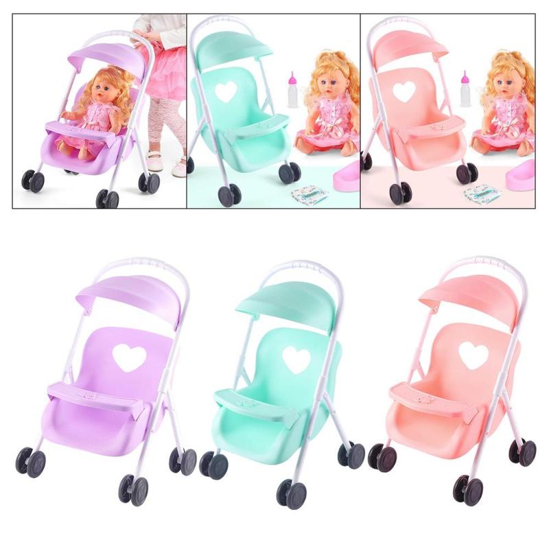 Infant Dolls Stroller Toys Pushchairs Foldable Push Cart Trolley Kids Role Game Toy 1