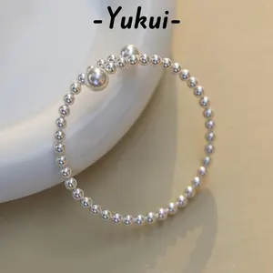 [Yukui]Gelang Lingkaran Mutiara Perak untuk Wanita dan Mahasiswi Y725