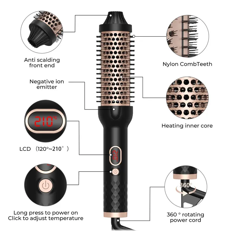 3 in 1 Hair Styling Tool, LCD Display Hair Curling Iron, Fast Heating Hair Curling Comb, Hair Styling Tool for Home & Travel 3