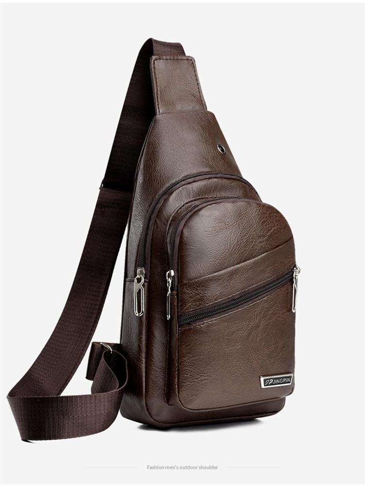 Product Introduction of 2025 Men's PU Soft Leather Chest Bag Simple Shoulder Bag Waterproof Casual Business Crossbody Bag 8