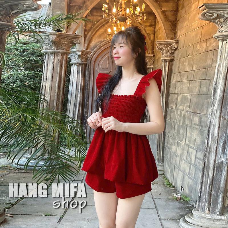 Product Introduction of S5 - Áo Bí Tay Cánh Tiên Chất Nhung Kèm Quần Có Túi Cho Nữ 3