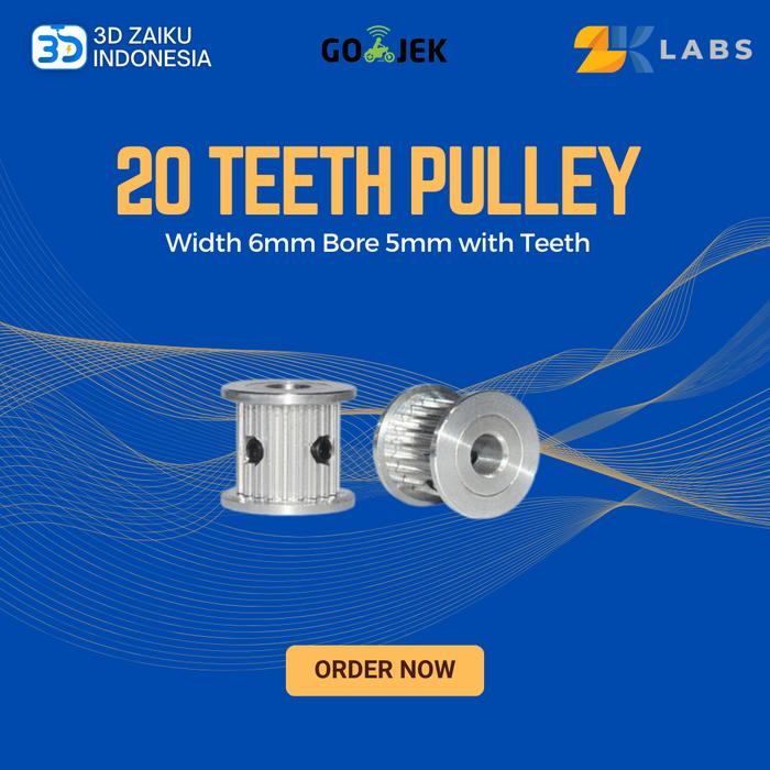 Gambar ZKLabs AF GT2 20 Teeth Pulley Width 6mm Bore 5mm with Teeth dari 3D Zaiku Indonesia Kota Administrasi Jakarta Barat Tokopedia