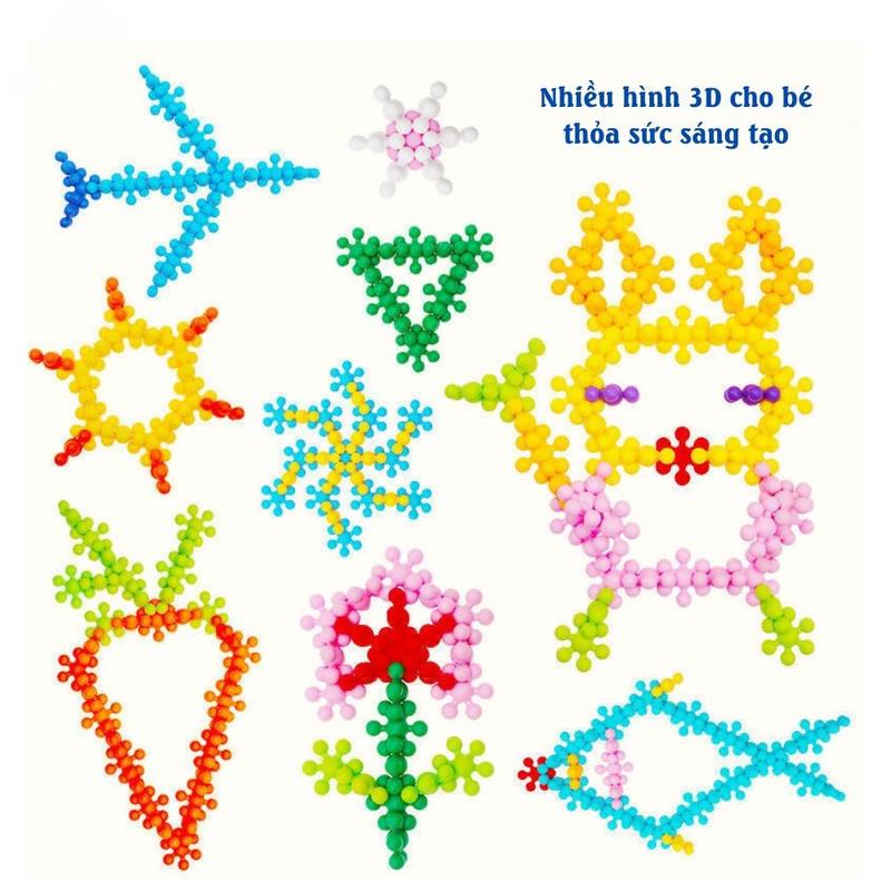 Đồ Chơi Bộ Lắp Ráp Hình Hoa Mai 3D Xoay Chiều, Mô Hình Lắp Ráp Hoa Tuyết Cho Bé Tháo Lắp Toy