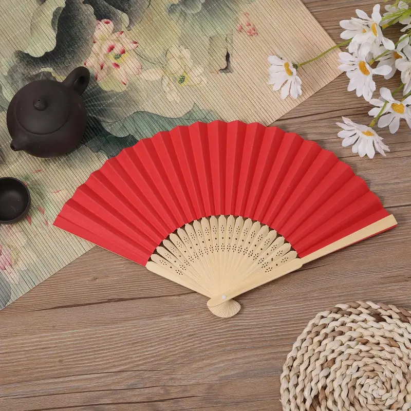 Hollow Out Design Bamboo Fan, 1 Count Portable Pink Folding Hand Fan, Decoration for Home Wedding Party, Mini Fan, Decorations Supplies, Decoration Items 6