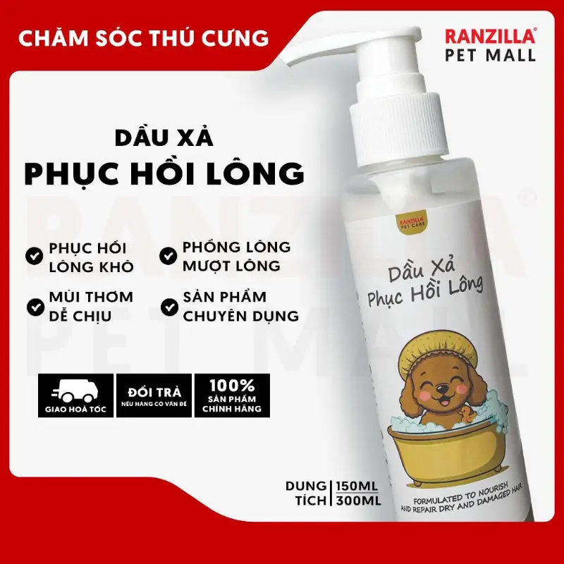 Dầu Xả Phục Hồi Lông Cho Chó Mèo Ranzilla Pet Care 150ml/300ml Phục Hồi Lông Khô, Hư Tổn, Dưỡng Lông 0