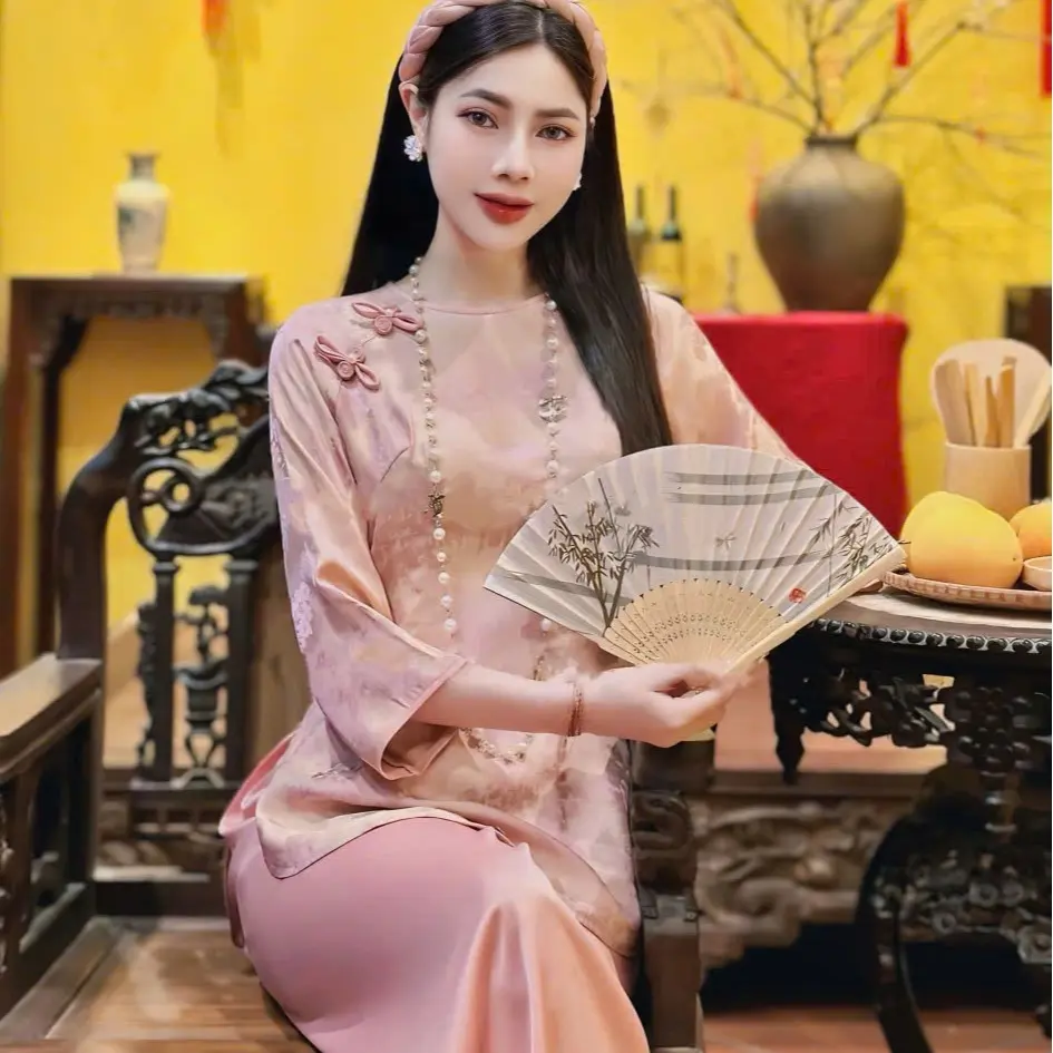 Bộ Lam -Pháp Phục Tằm Họa Tiết Ánh Kim Xịn Xò Dành Cho Nữ, Mã P66