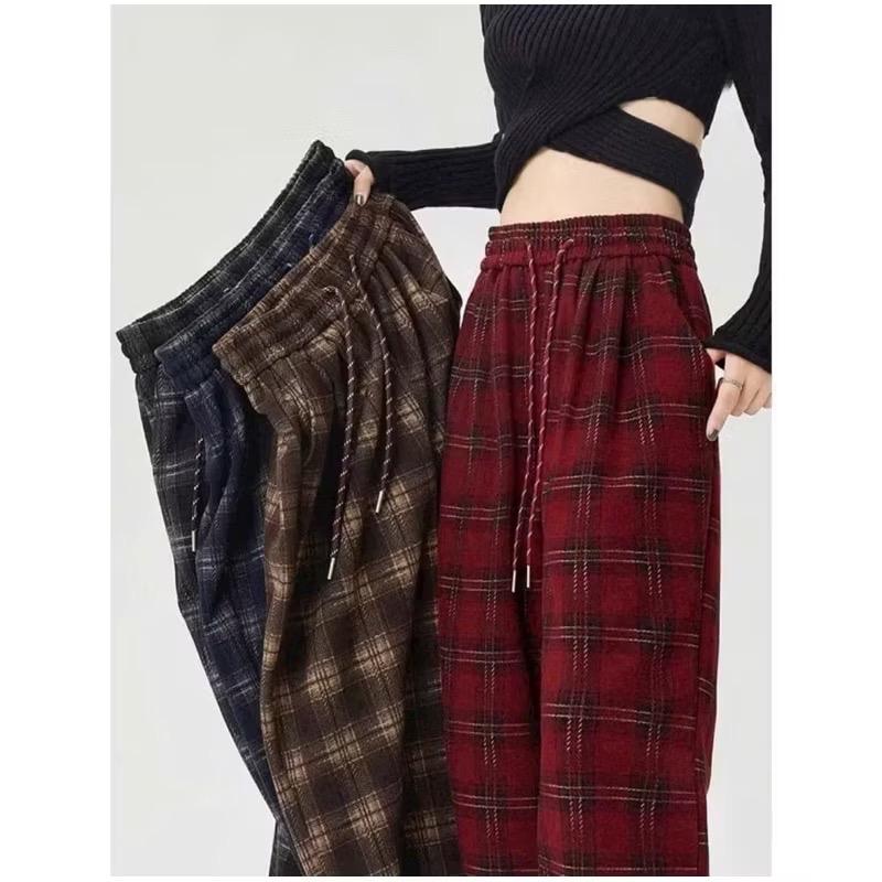 NTH BIGSIZE- Quần baggy BGD880- dạ kẻ dáng thụng 3 màu cạp chun 55-100kg bản cạp 7cm Nữ