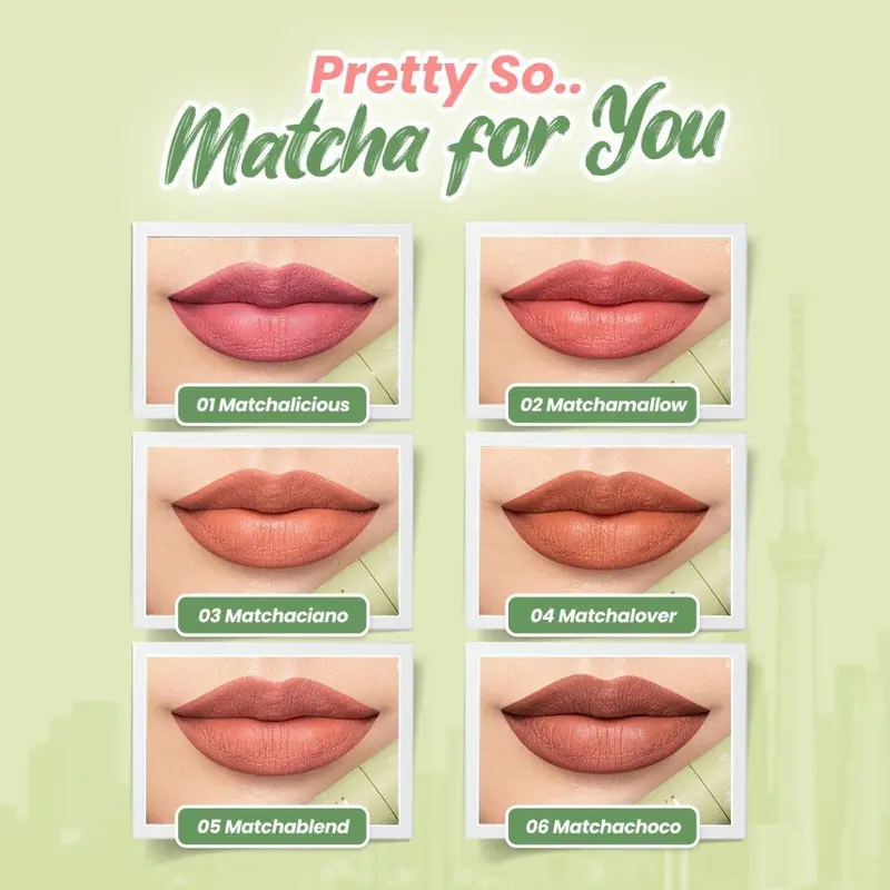 Hanasui Mattedorable Lip Cream | Tintdorable Lipstain | Boba Series | Matcha Series Gloss Lipstick Lipcream Lipstik Waterproof 6