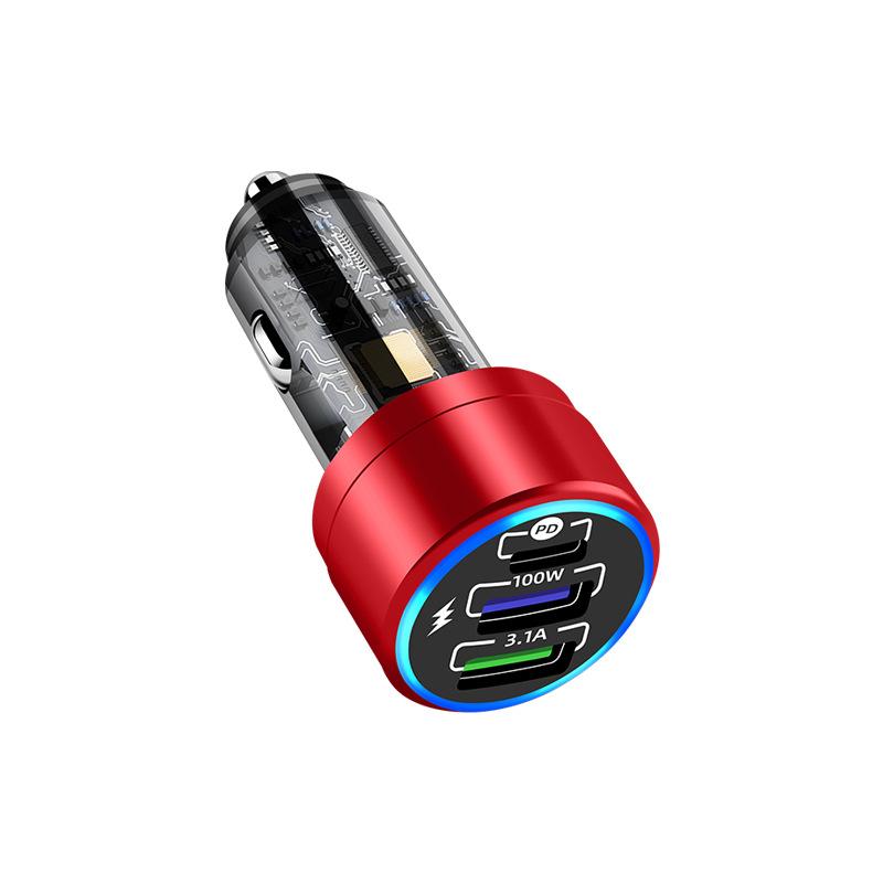2025 latest car charger 100w super fast charging car mobile phone charger aluminum alloy PD + QC3.0 car charger 8