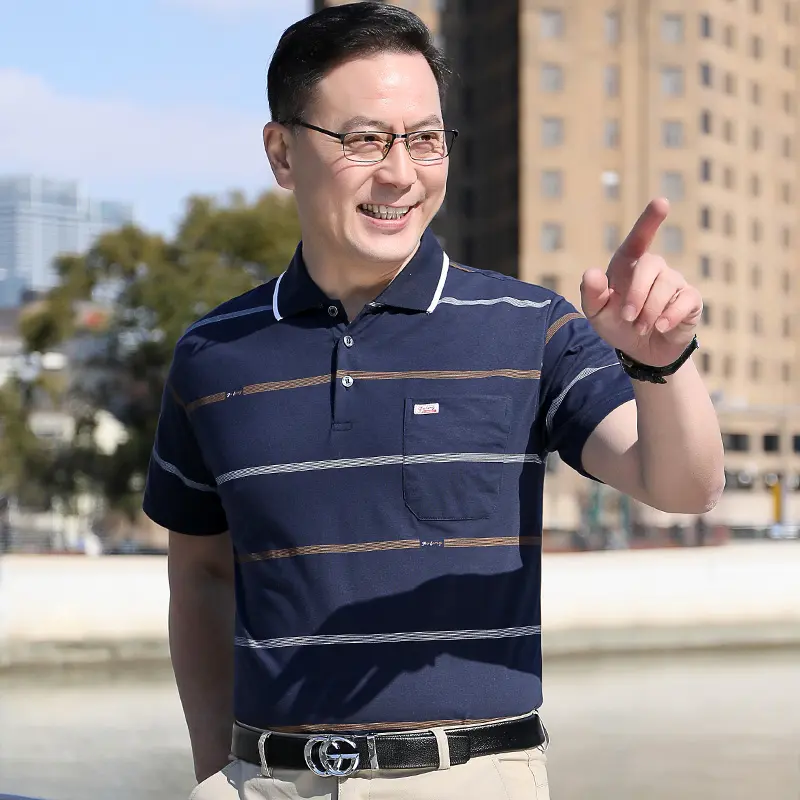 Áo Thun ngắn Tay Cho Nam, Áo Polo Cho Bố, Thích Hợp Cho Nam Trung Niên Menswear Shirt Có Cổ