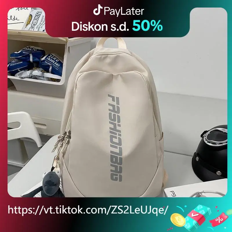 Ransel Wanita DMTS109 Unisex Hitam dan Putih untuk Sekolah Perguruan Tinggi - Backpack tas  ransel 0