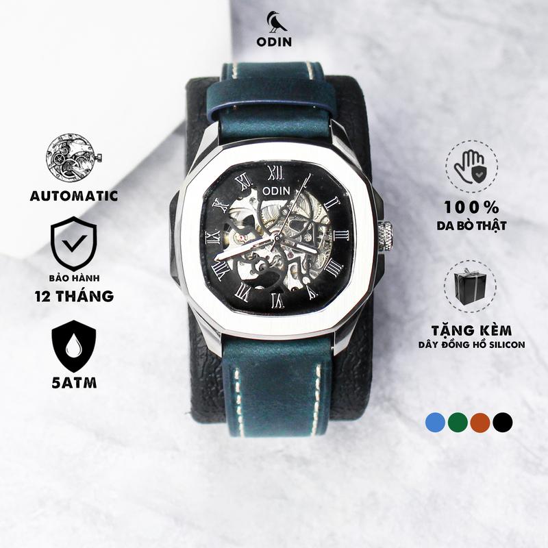 Đồng hồ cơ ODIN Ghost – Dây da bò sáp khâu thủ công