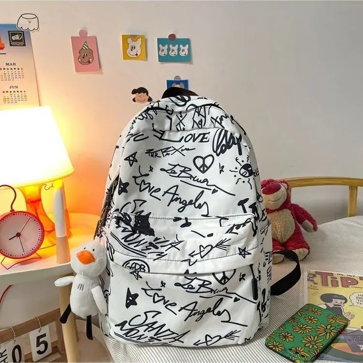 Ba Lô Harajuku Ulzzang, Phong Cách Graffiti Hàn Quốc, Túi Đeo Vai Đôi, Phong Cách Mori, Thích Hợp Cho Học Sinh Trung Học, Năm 2024