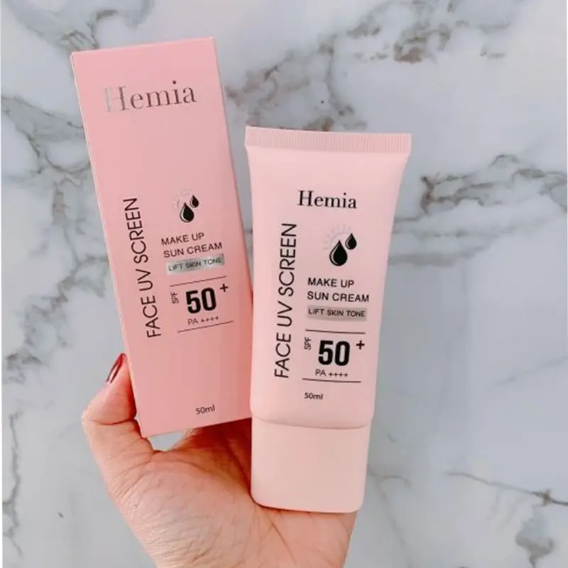 Kem chống nắng HEMIA 50ml dưỡng trắng nâng tone SPF50+ tự nhiên Hàn Quốc