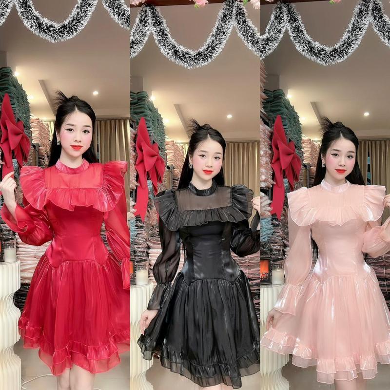 (U89) Đầm xoè thiết kế cổ tròn bèo ngực form tầng sang trọng đầm đi dự đám cưới váy đi tiệc đi làm đi chơi đều đẹp U89