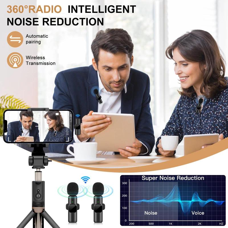 Product Introduction of COD Ready Stock New Wireless Lavalier Microphone Portable Audio Video Recording Mini Mic compatible  for iPhone Android Live Broadcast Gaming Phone Mic 2
