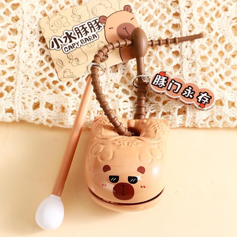Capybara Wooden Fish Knocking Decompression Artifact Desktop Ornaments Decorative Capybara Toy Pendant Buddhist Doll Stationery 6