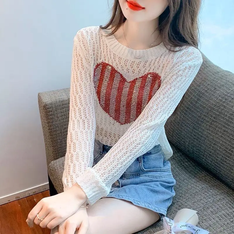 Quần Áo Chống Nắng, Áo Len Tình Yêu, Dành Cho Nữ, Phong Cách Phương Tây, Thiết Kế Trông Trẻ Trung, Áo Cánh, Quần Áo Nữ Mùa Xuân, Hàng Mới Về Năm 2024