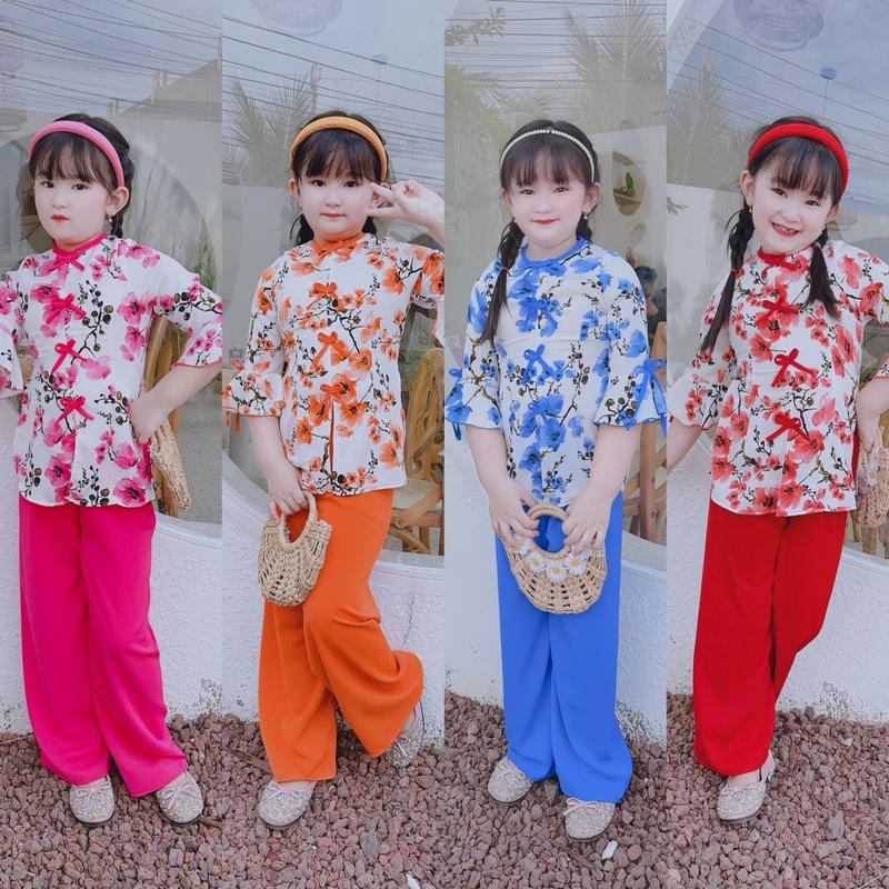 Bà ba gái, pháp phục, mặc đi chùa gái, bà ba gái 18-40kg đồ bộ cho bé