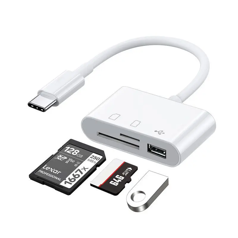 Multi-Functional Card Reader Android Mobile Phone Tablet for Typec3.0 Memory Card TF/SD/USB Flash Disk OTG Adapter (No IOS)