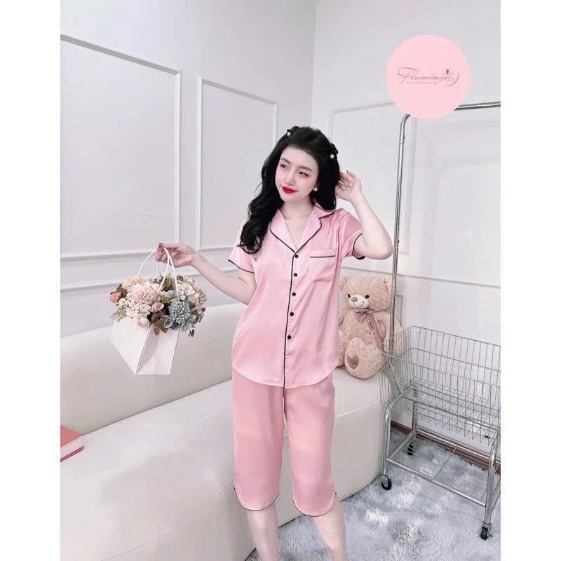 Bộ lửng Latin màu trơn 40/75kg viền tay ngắn, cổ truyền thống.Bộ mặc nhà thoáng mát nữ  Women 5