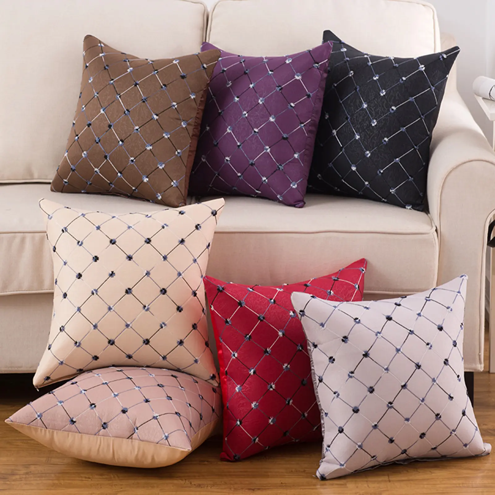 Sarung bantal corak Babysbreath yang cantik, sarung kusyen poliester berwarna terang, tenunan yang bagus, untuk pesta