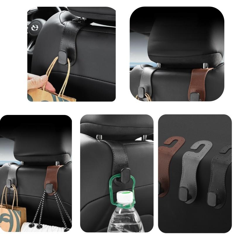 [Luarr]   Hook kursi mobil serbaguna, kait penyimpanan dalam mobil tersembunyi di sandaran kursi, kait mobil kecil, kulit rusa fleksibel, portabel, kait logam kartun serbaguna