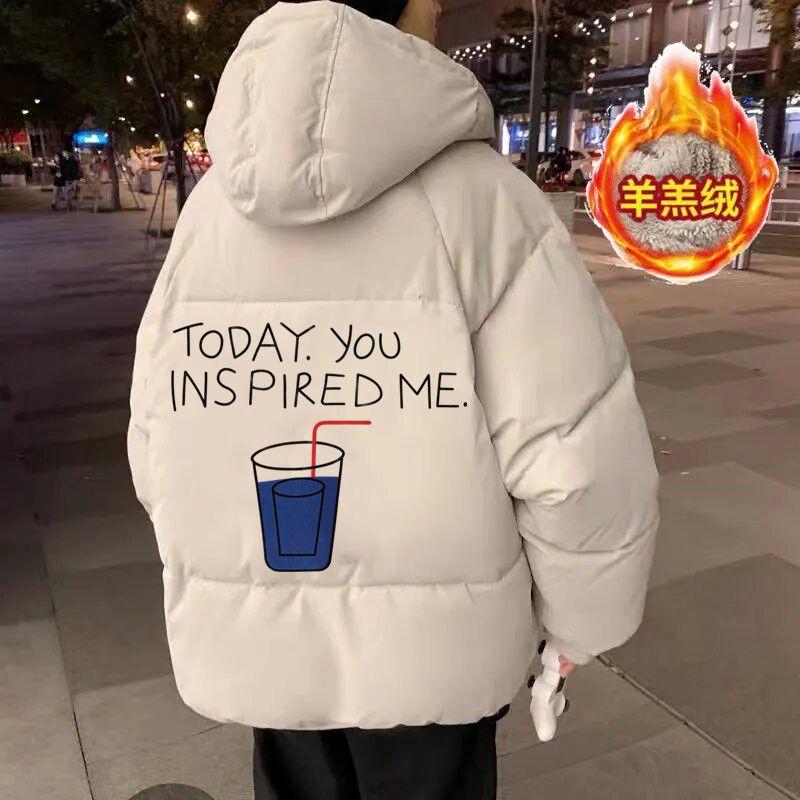 Áo Khoác Độn Bông, Dày Dặn, Mùa Đông, Da Cừu, Hàng Mới Về, Dễ Phối Đồ Thời Trang Thường Ngày Đẹp Trai, Áo áo Phao Có Mũ Trùm Đầu, Áo Khoác Nam, Áo Khoác Độn Bông Menswear Jacket Dài Tay