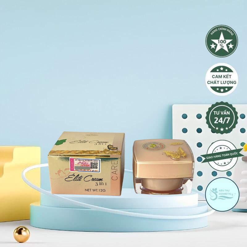 Kem Con Bướm Mới Màu Vàng Elite Cream 3In1 Ngừa Mụn, Thâm Nám, Dưỡng Trắng - Hộp 12g