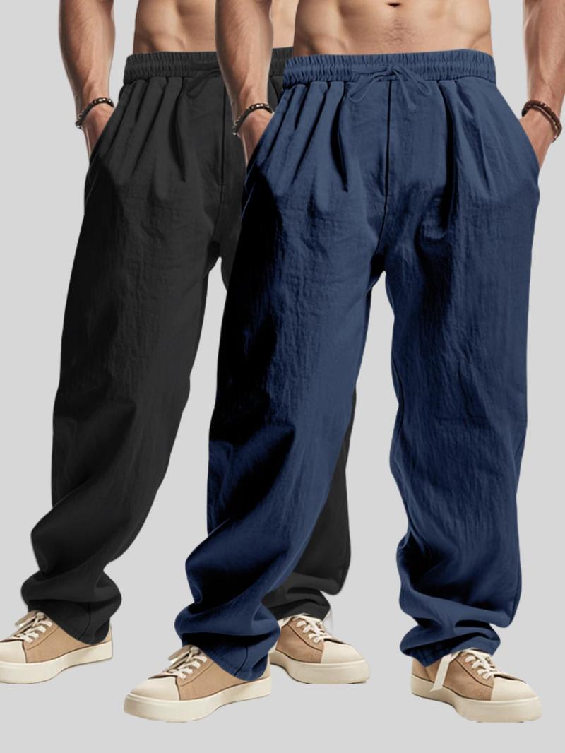 Product Introduction of Men's Solid Color Pants, Casual Comfy Breathable Trousers for Summer, Men's Bottoms for Beach Vacation Daily Wear 9