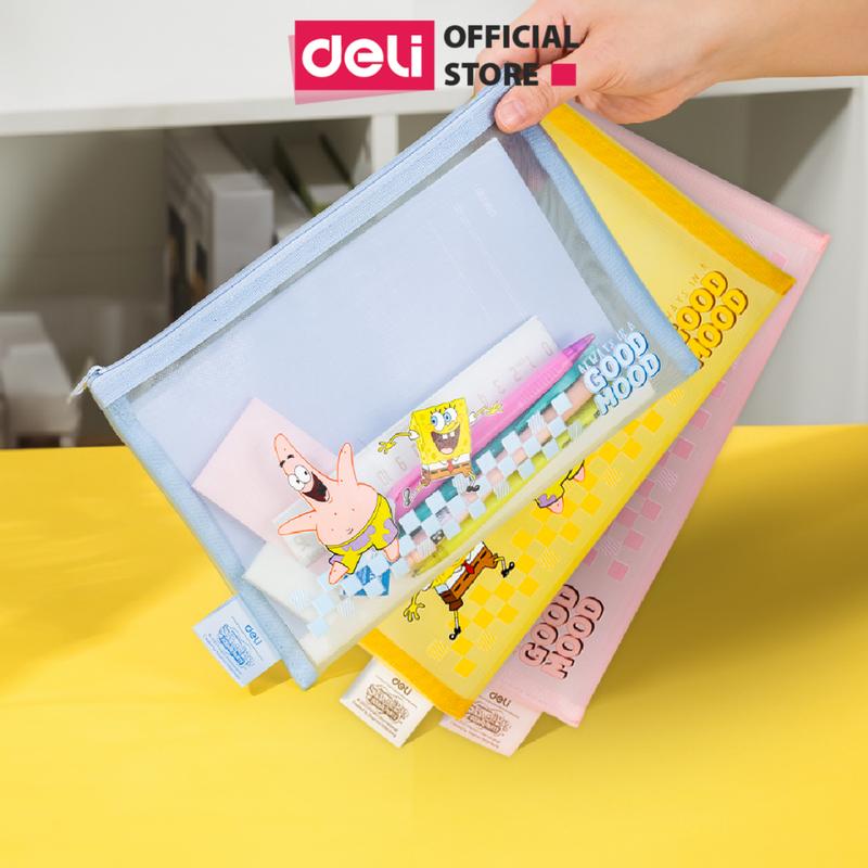 Túi Đựng Bút Bóp Viết Lưới Bọt Biển Deli - Size Lớn A5 Hộp Bút Chống Thấm Nước Sức Chứa Lớn Học Sinh Mỹ Phẩm Đa Di Năng