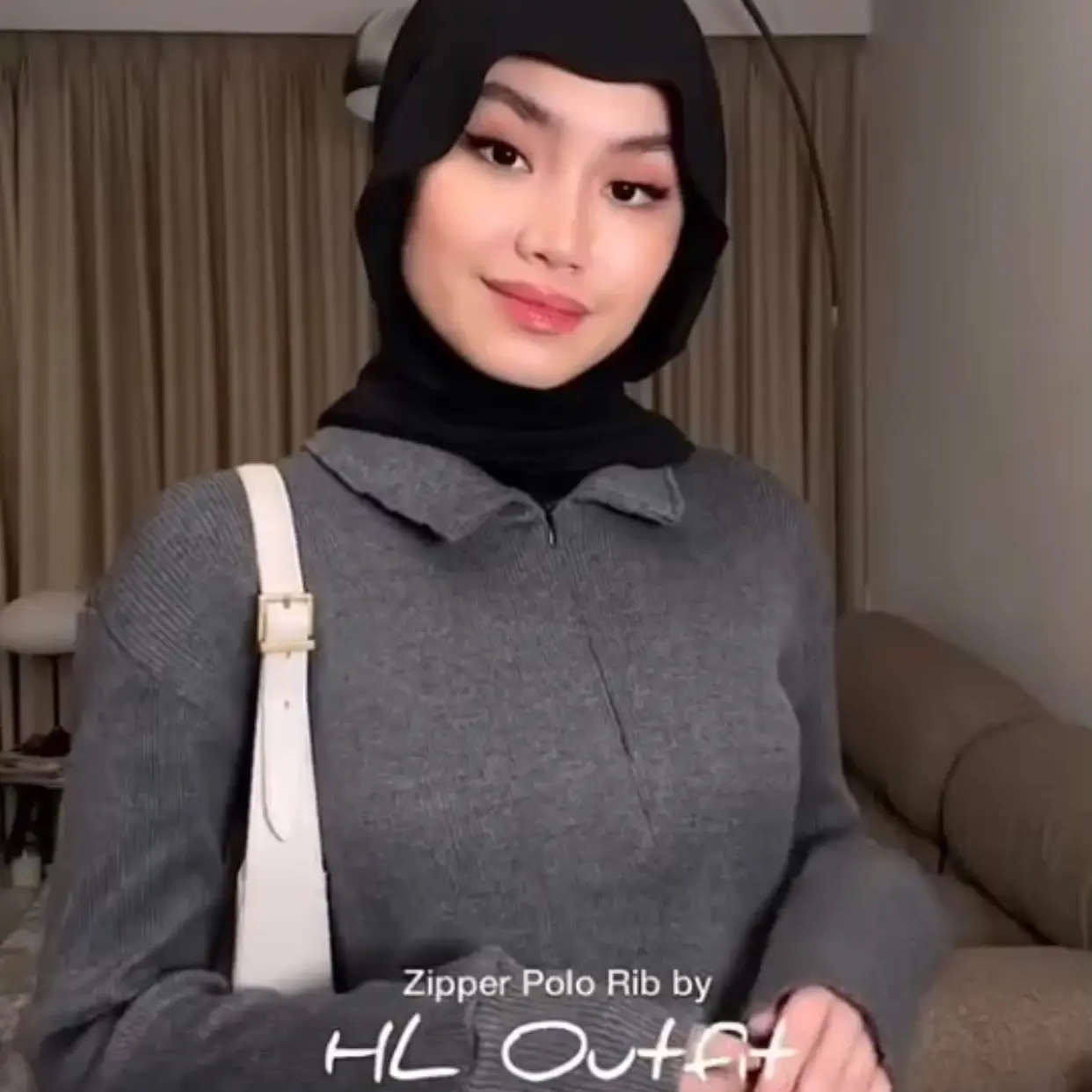 HL Polo Rib Zipper TOP -Banyak Warna Realpict Panjang Wanita Atasan Knit Basic Knitwear