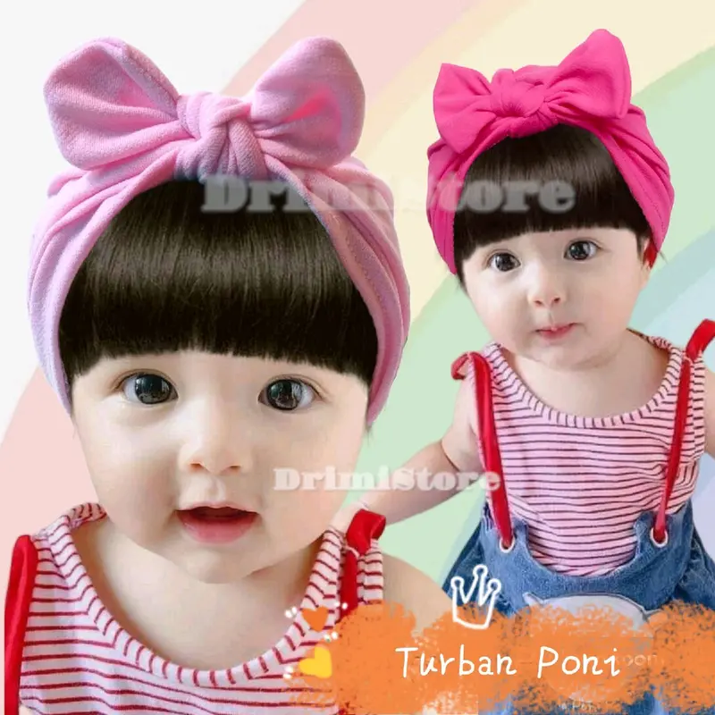 Turban poni rambut hitam 0