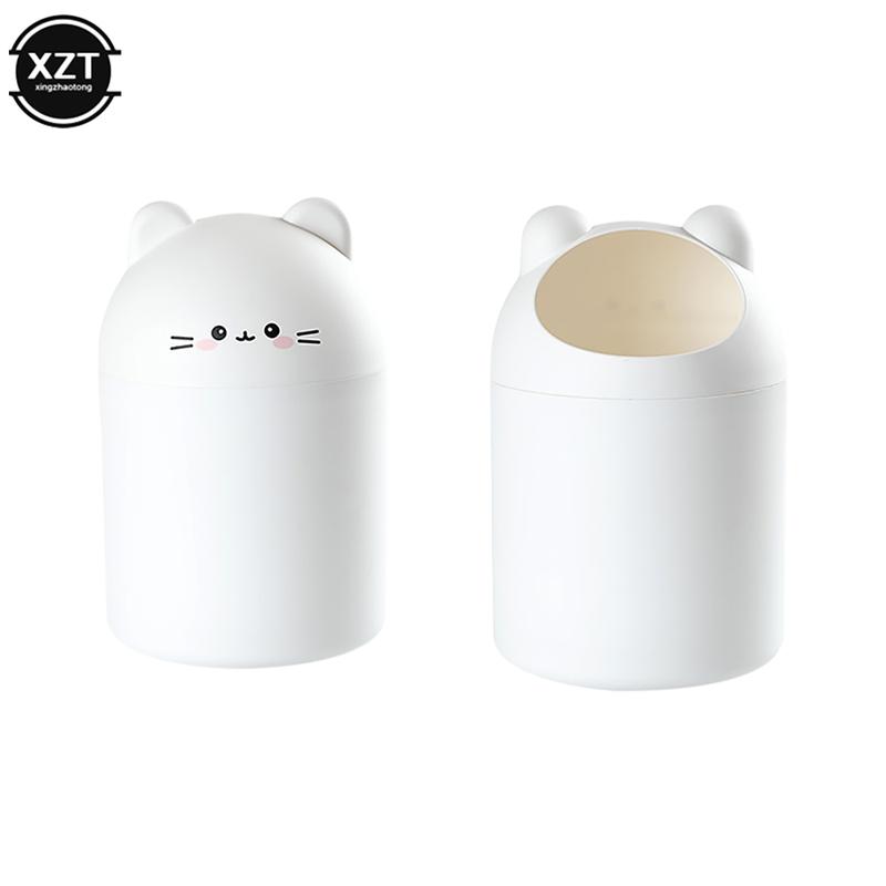 Cute Bear Desktop Trash Can Mini Children Student Storage Bucket ...