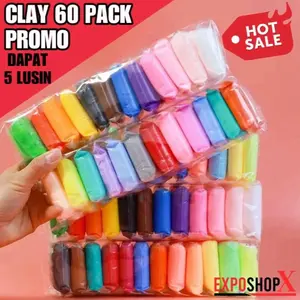 PAKET 5 PACK / CLAY MAINAN ANAK EDUKASI / CLAY 60 PCS MURAH / CLAY MAINAN POLYMER ANAK / CLAY 5 LUSIN