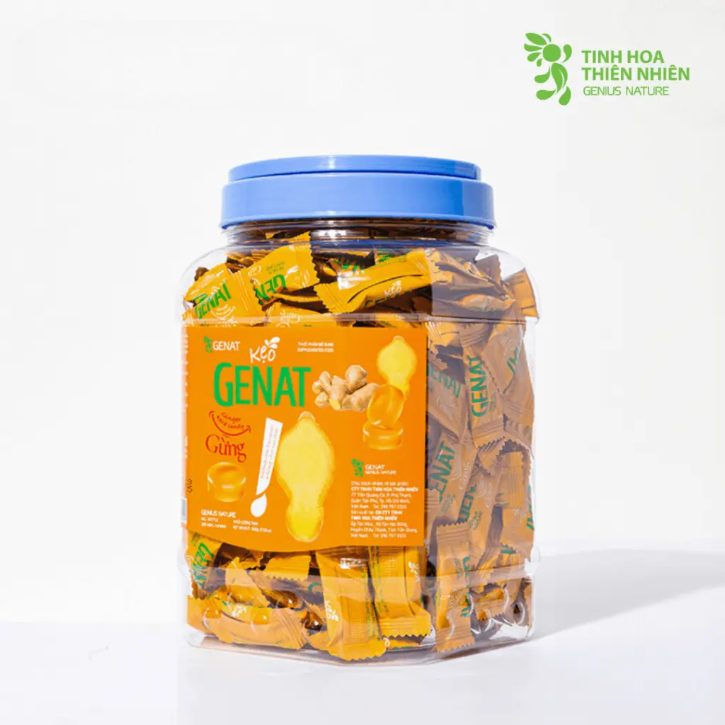 Genat Gừng (Hủ 300 viên) Snack Ăn Vặt Food Candy Thức Ăn    kẹongậm