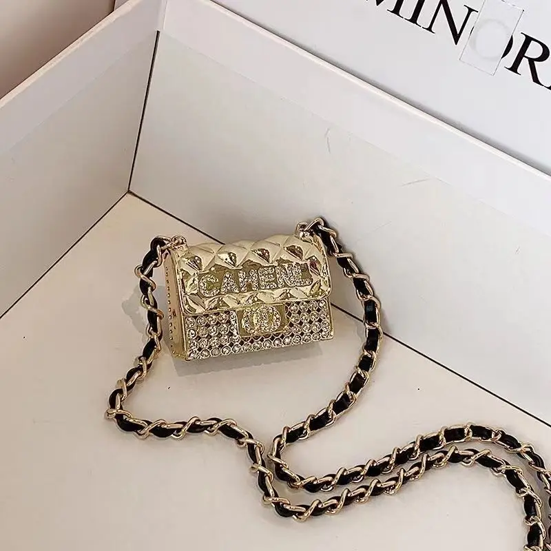 Túi Mini, Dành Cho Nữ, Thời Trang, Dây Xích Xích, Đính Kim Cương, Gói Son Môi, Túi Messenger Độc Đáo Tinh Tế Sản Phẩm Bán Chạy Nhất, Năm 2024