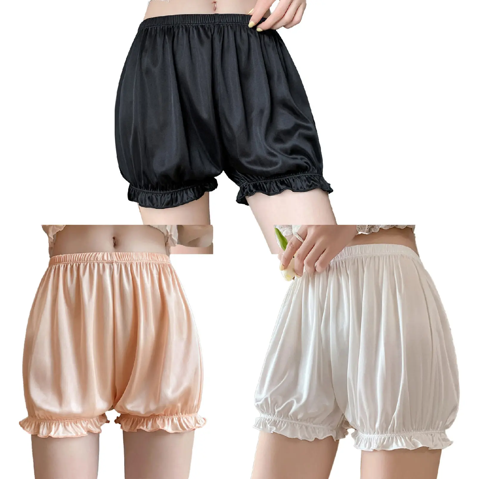 iixpin Women's Vintage Bloomers Shorts Pantaloons Ruffle Trim Pettipants Underwear Womenswear Bottoms