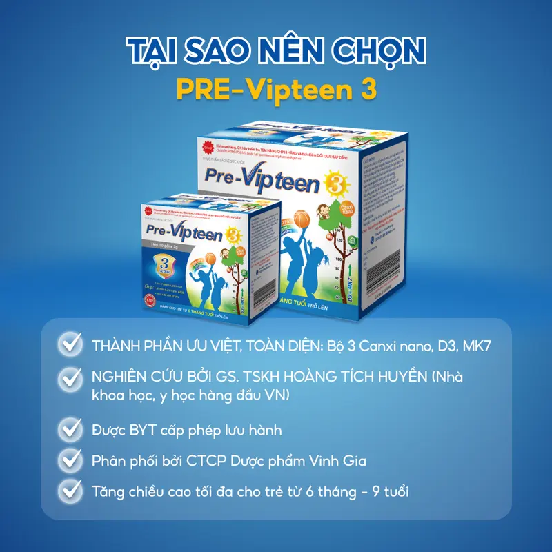 Pre-Vipteen 3 Giúp Bổ Sung Canxi, Vitamin D, MK7 - Hỗ Trợ Phát Triển Chiều Cao - Xương Răng Chắc Khỏe Dành Cho Trẻ - Hộp 20 Gói 4
