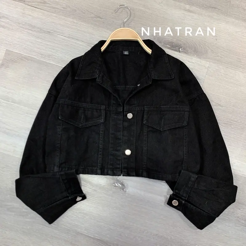 nhatran - Áo khoác jean nữ croptop phom ngắn chất Denim Cotton Women Jacket MÀU 4