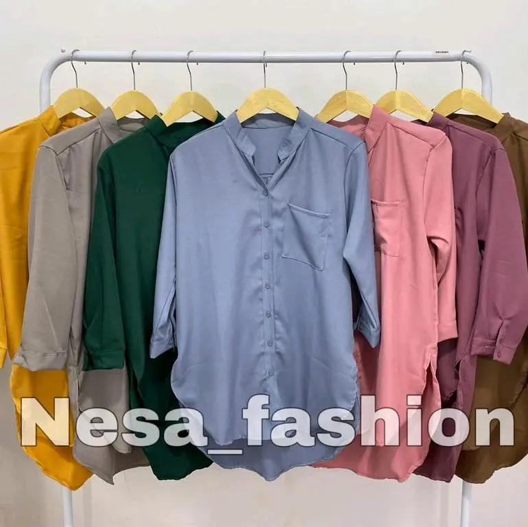 Kemeja tunik polos wanita Atasan 7