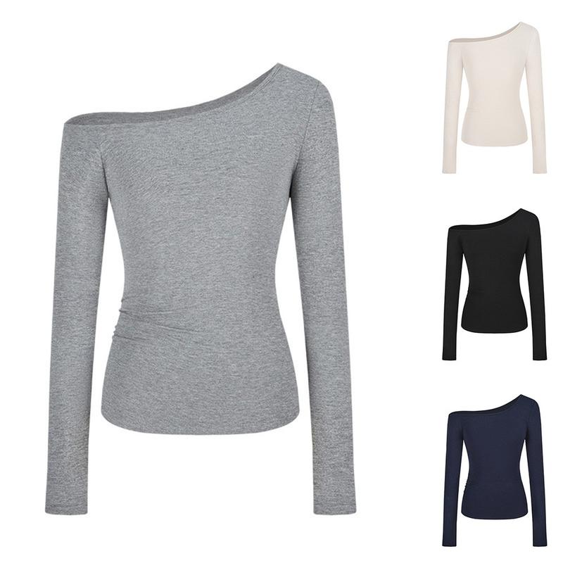 Retro Hot girl Women Sexy Off shoulder Long sleeve T-shirt Fashion All-match top 2