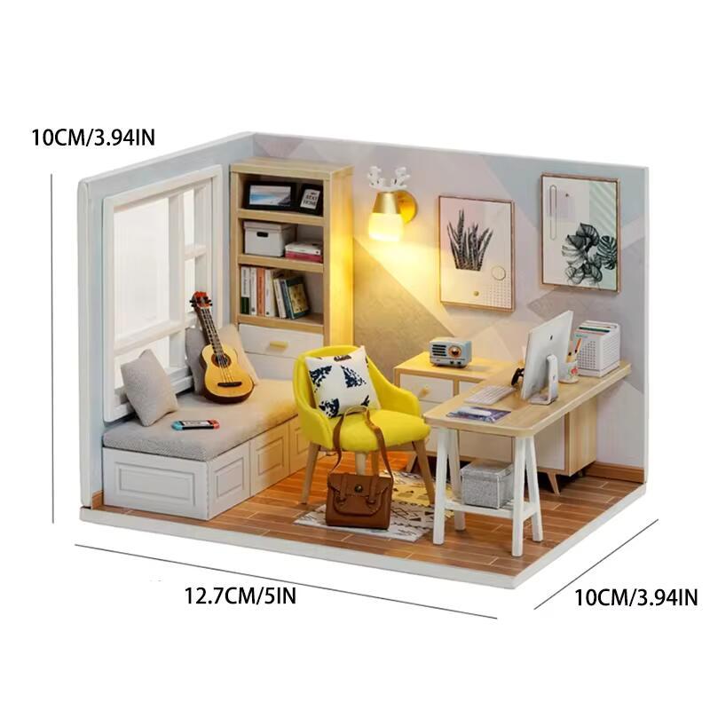 Product Introduction of Anak Patung Miniatur, Bahan Kayu, Kit Rumah Kecil DIY, Bilik Pembuatan, Teka-teki 3D, Mainan Model Bangunan Pemasangan, Sesuai untuk Hadiah Hari Jadi Dolls Pot 5